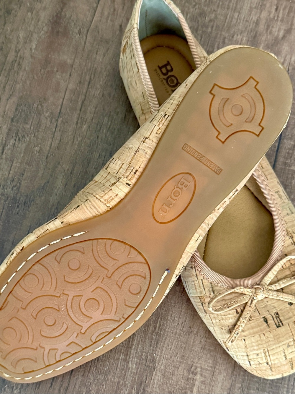 Born Neutral Cork-Style Ballet Flats with Bow Detail - Picture 3 of 3
